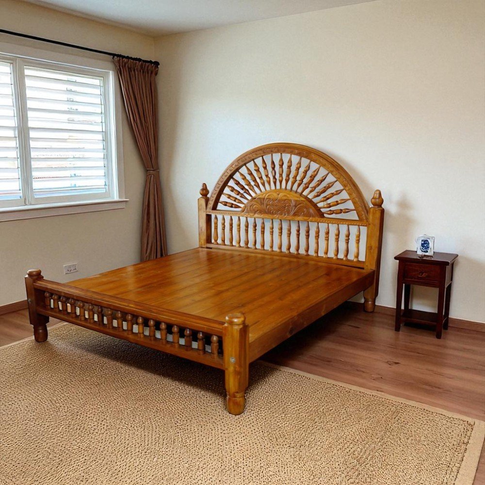 Teak Chakra Carved Bed - Image 2