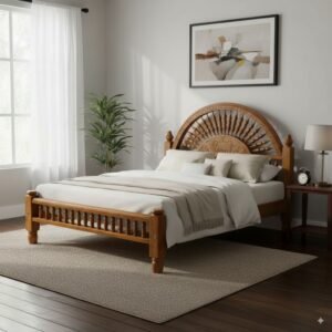 Teak Chakra Carved Bed
