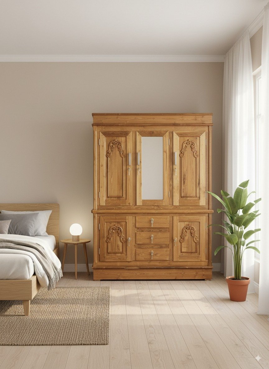 Teak Five Door 5 Feet Almirah