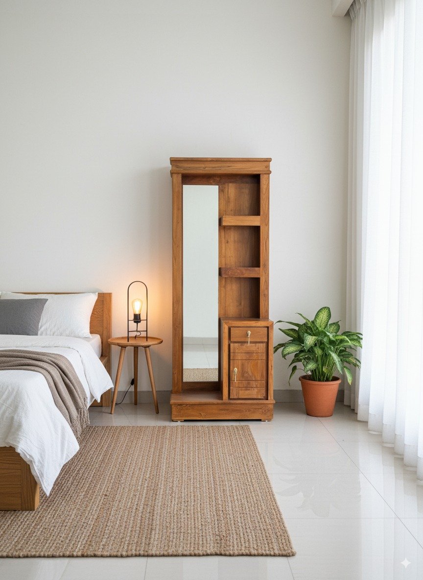Teak Dressing Table with a Full Mirror