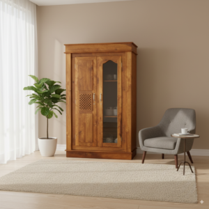 Teak Storage Two Door  Full Mirror